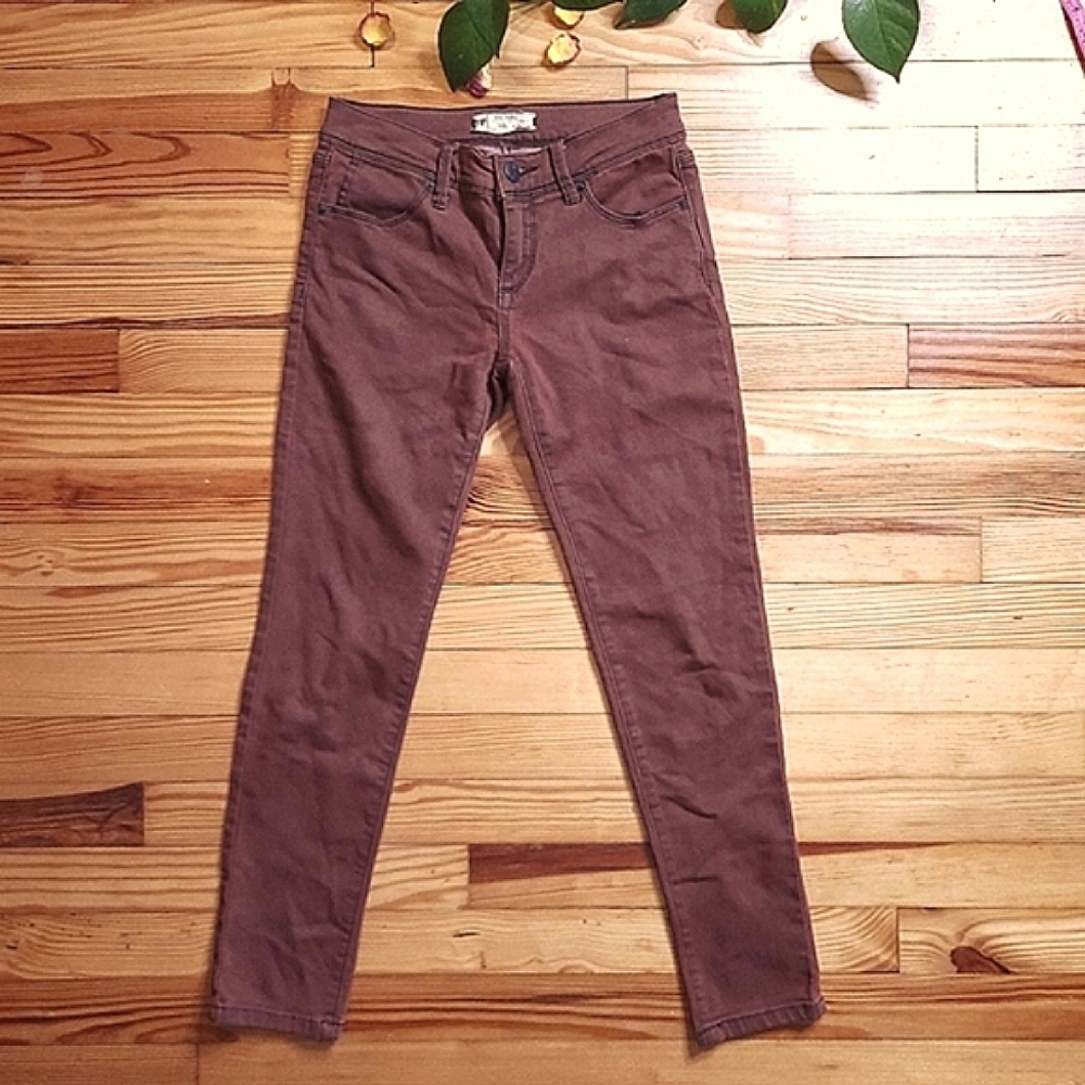 Free People Maroon Purple Red Brown Skinny Jean - size 24 / 0
